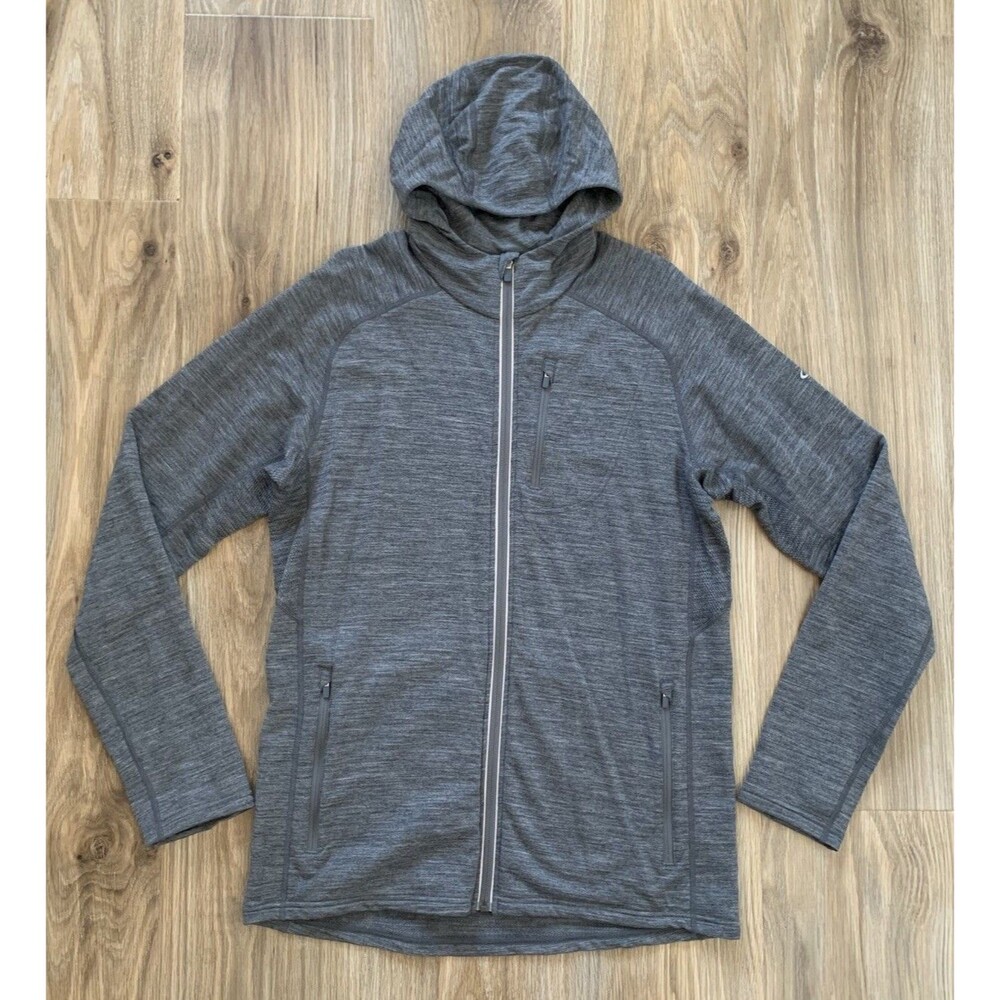 Icebreaker Merino Wool GT Full Zip Hoodie Jacket L Mens Grey Hiking Trail